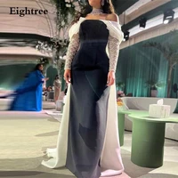 eightree sparkly royal black long prom dresses formal 2022 full sleeves strapless shiny evening gowns sleeveless party dress