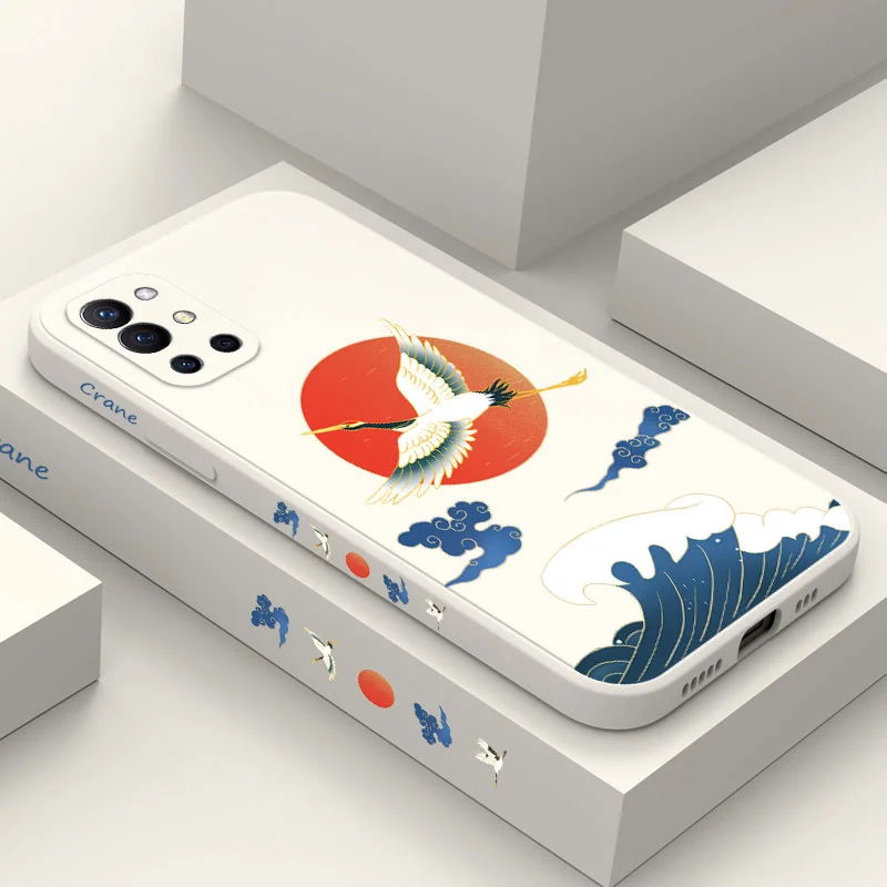 

Flying Crane Phone Case For Oneplus 9R 9RT 9 8T 8 7 7T Pro 5G Liquid Silicone Cover