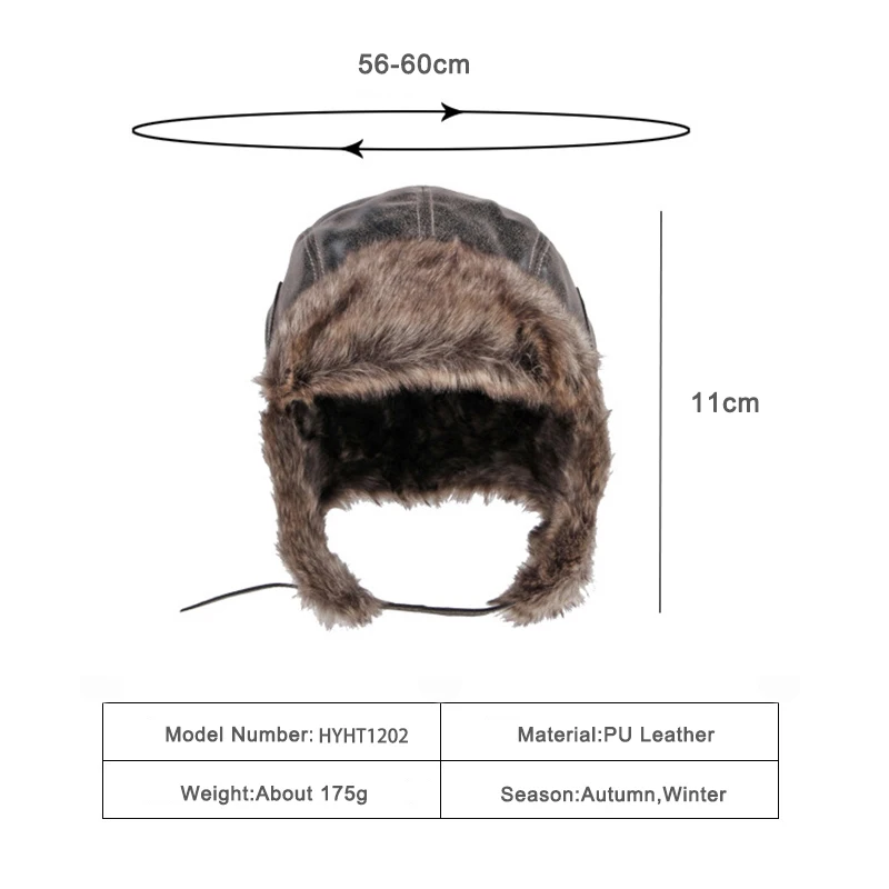 Winter Ushanka Hat Men Women's Pilot Aviator Bomber Trapper Hat Faux Fur Soft Leather Snow Cap with Ear Flaps Russian Hat images - 6