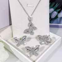 2022 new fashion 3pcs jewelry for women pack luxury butterfly s925 sterling silver wedding lady anniversary gift hot sell