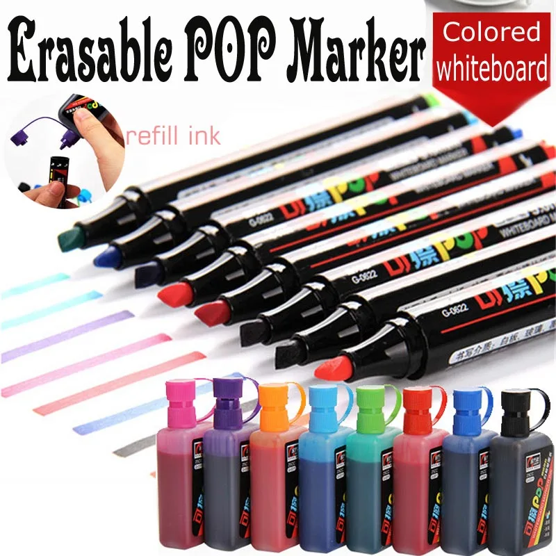 Erasing White Board Refillable Markers 5mm 12mm Chisel Tip Low Odor