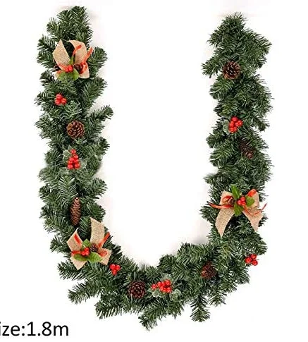 

Рождественская гирлянда для домашней вечеринки, настенное украшение для двери, украшения для рождественской елки с ягодами и бантами, укра...