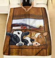 farmer cow lover flannel blanket 3d printed blanket kids adult soft bed cover sheet plush blanket multipurpose blanket