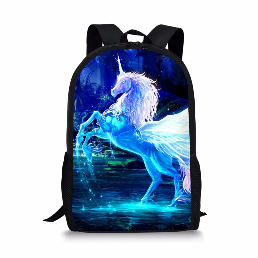 White Horse Element Printing Pattern School Backpacks Personalized Kids Daypack New Design Rucksack for Teenager