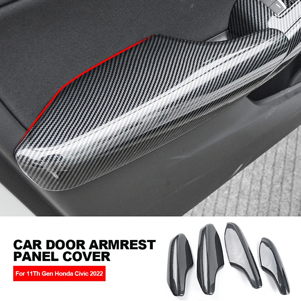 

4Pcs Carbon Fiber Car Door Armrest Panel Cover Trim Decorative Sticker Interior Accessories For 11Th Gen Honda Civic 2022