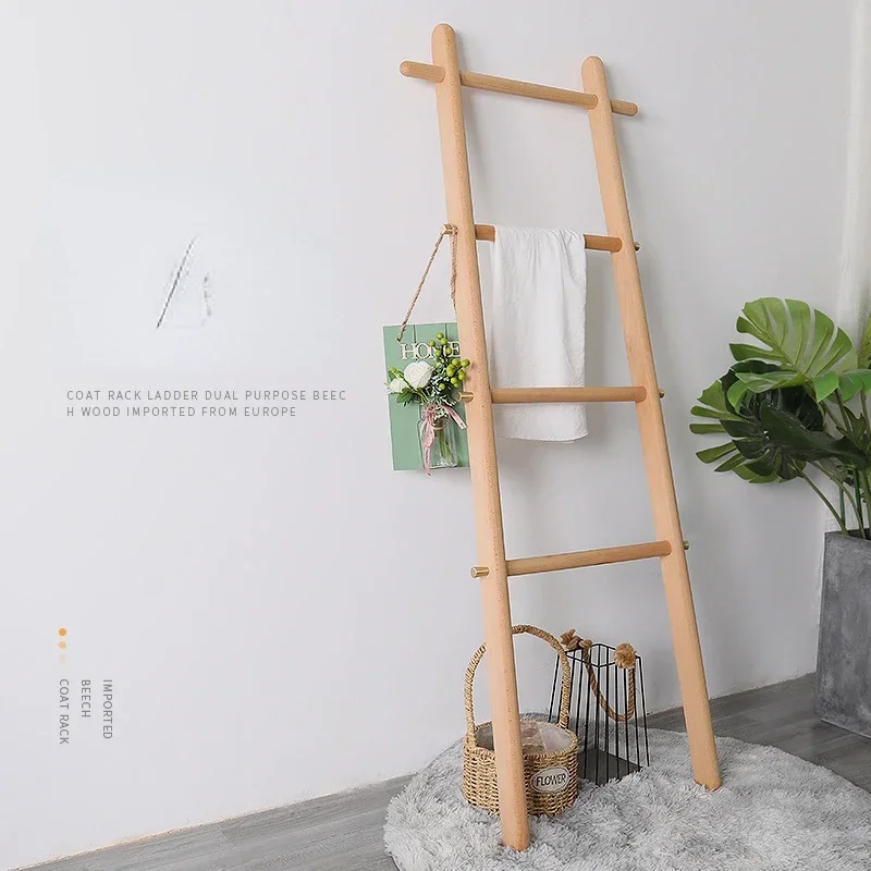 Вешалка с лестницей напольная трапециевидная вешалка для пальто из массива
