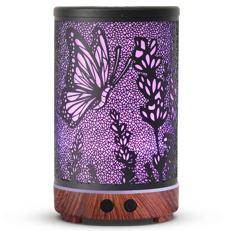 

Aroma Diffuser Small Desktop Humidifier Atomizer Essential Oil Diffuser-Lavender Pattern US Plug