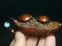 yizhu cultuer art japanese boxwood carved lovely beetle bean figure statue netsuke old collectable