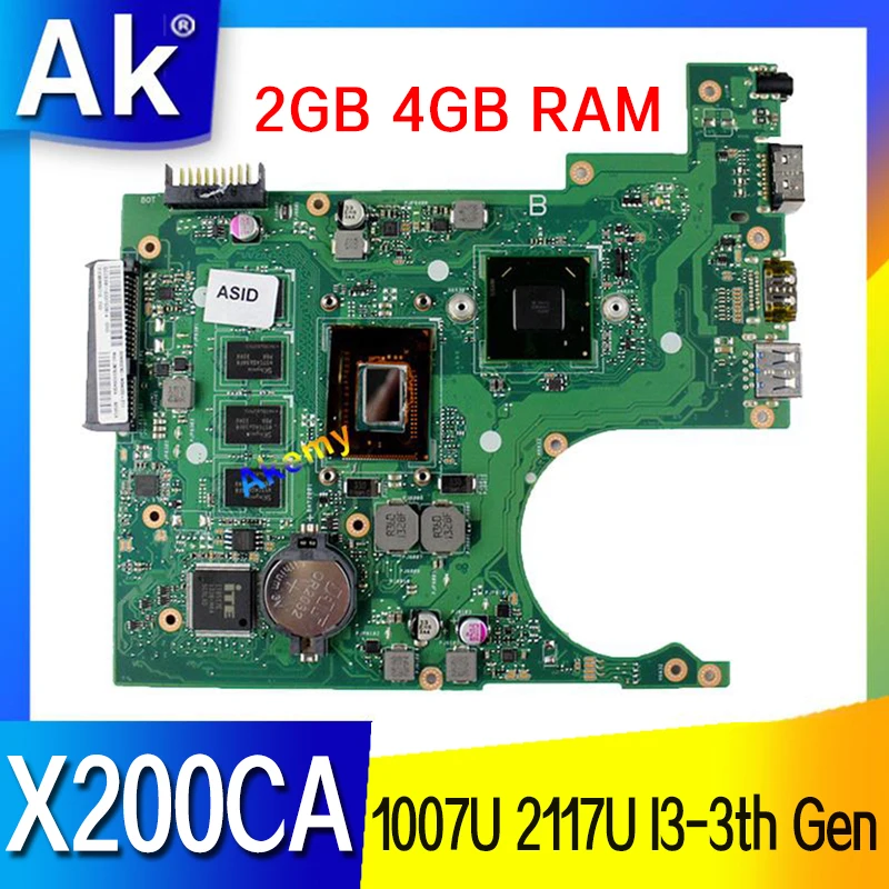 

X200CA Laptop Motherboard 1007U 2117U I3-3th Gen CPU 2GB 4GB RAMFor ASUS X200CA X200CAP Notebook motherboard mainboard