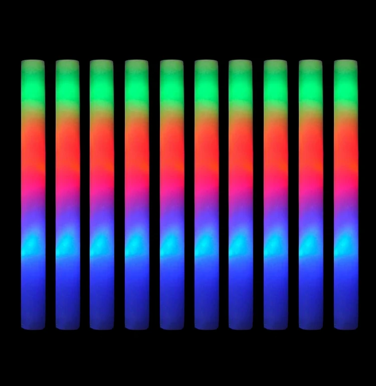 

5Pcs 46cm Colorful LED Glow Sticks Concert Bar Party Foam Glitter Glow Sticks Portable Neon Light Party Luminous Atmosphere Prop