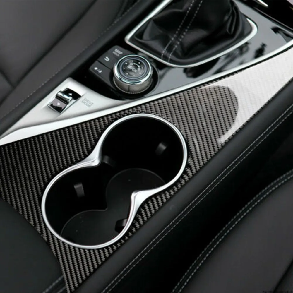 

Stickers Carbon Fiber Car Interior Water Cup Holder Panel Trim Cover For Infiniti Q50 2014-19 Interior Trim Durable Parts