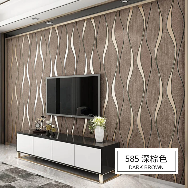 3D Wallpaper stripe wallpaper living room background wallpaper curve stripe TV background wallpaper W27