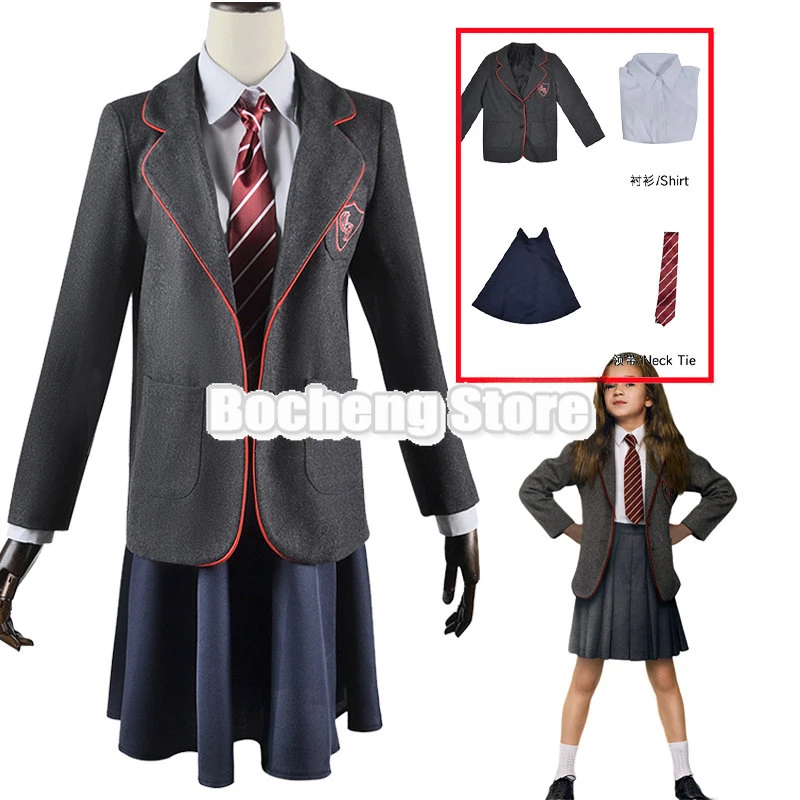 

Free Shipping Musical Matilda Cosplay Movie Roald Dahls Cosplay Costume Girl School Uniform Suit Halloween Party Outfit