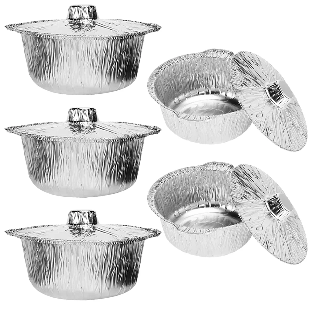 

5 Pcs Cake Pan Thickened Food Container Aluminum Foil Pans Plate Containers Portable Pot