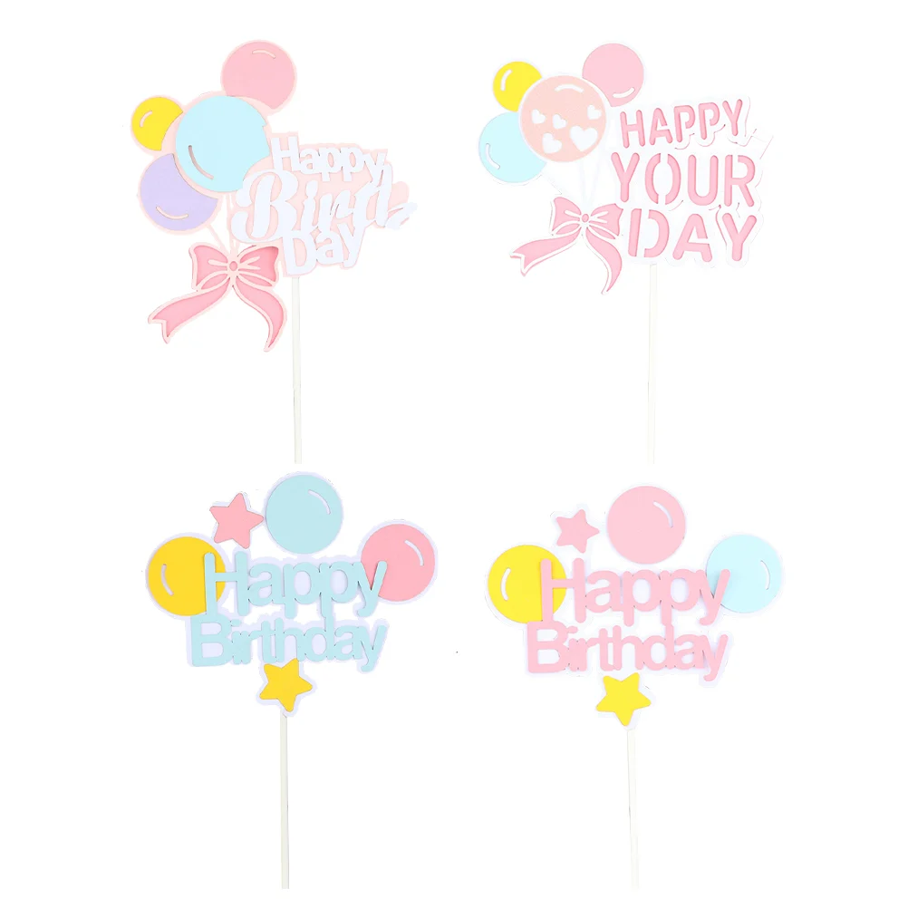 

Cake Birthday Topper Pick Cupcake Happy Stick Dessert Party Appetizer Toothpick Sign Balloon Supplies Decoration Muffin Insert