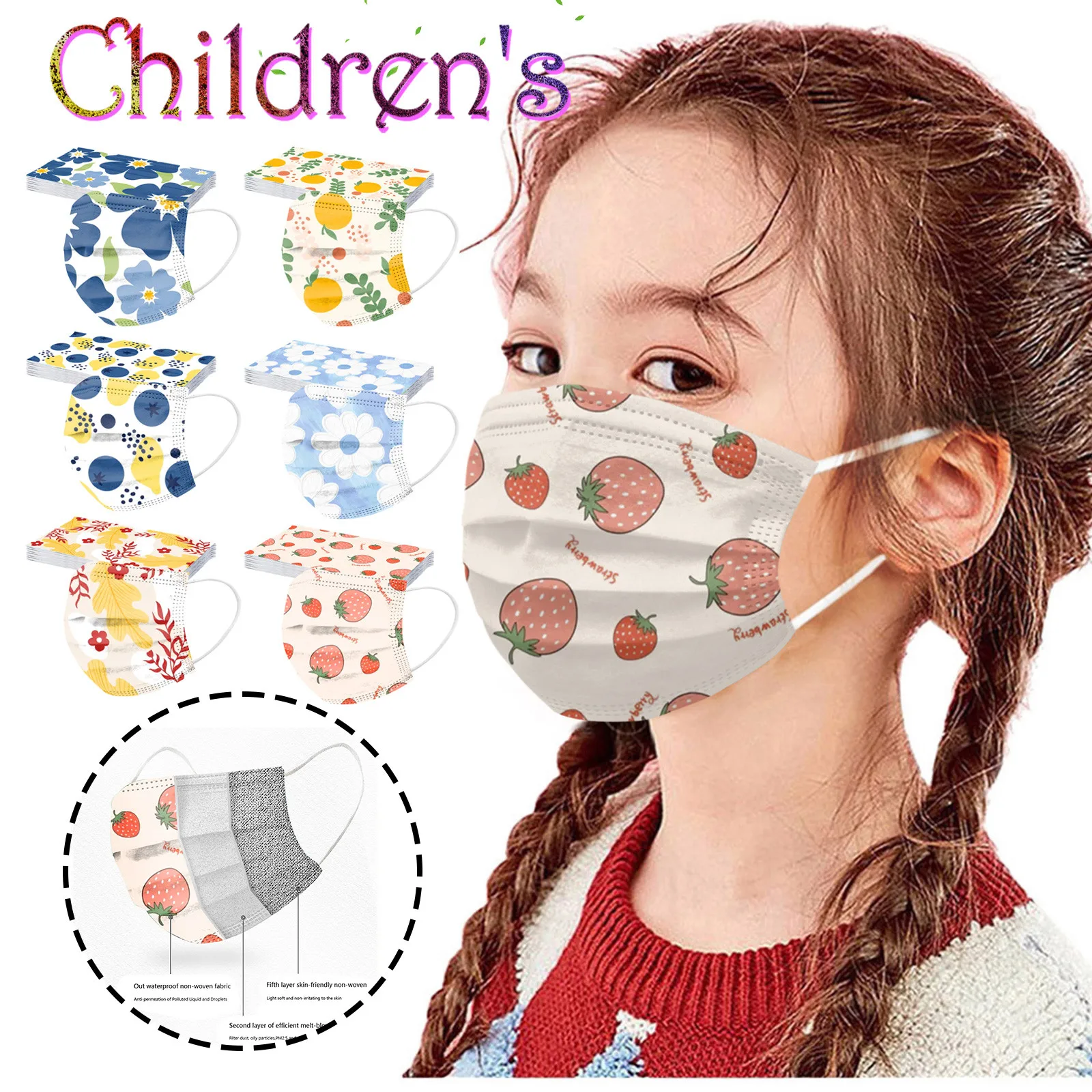 

10-50PCS Children's Cartoon Pattern Mask Mix Match Printing Disposable Protective Breathable Masks Mascara Para Rosto
