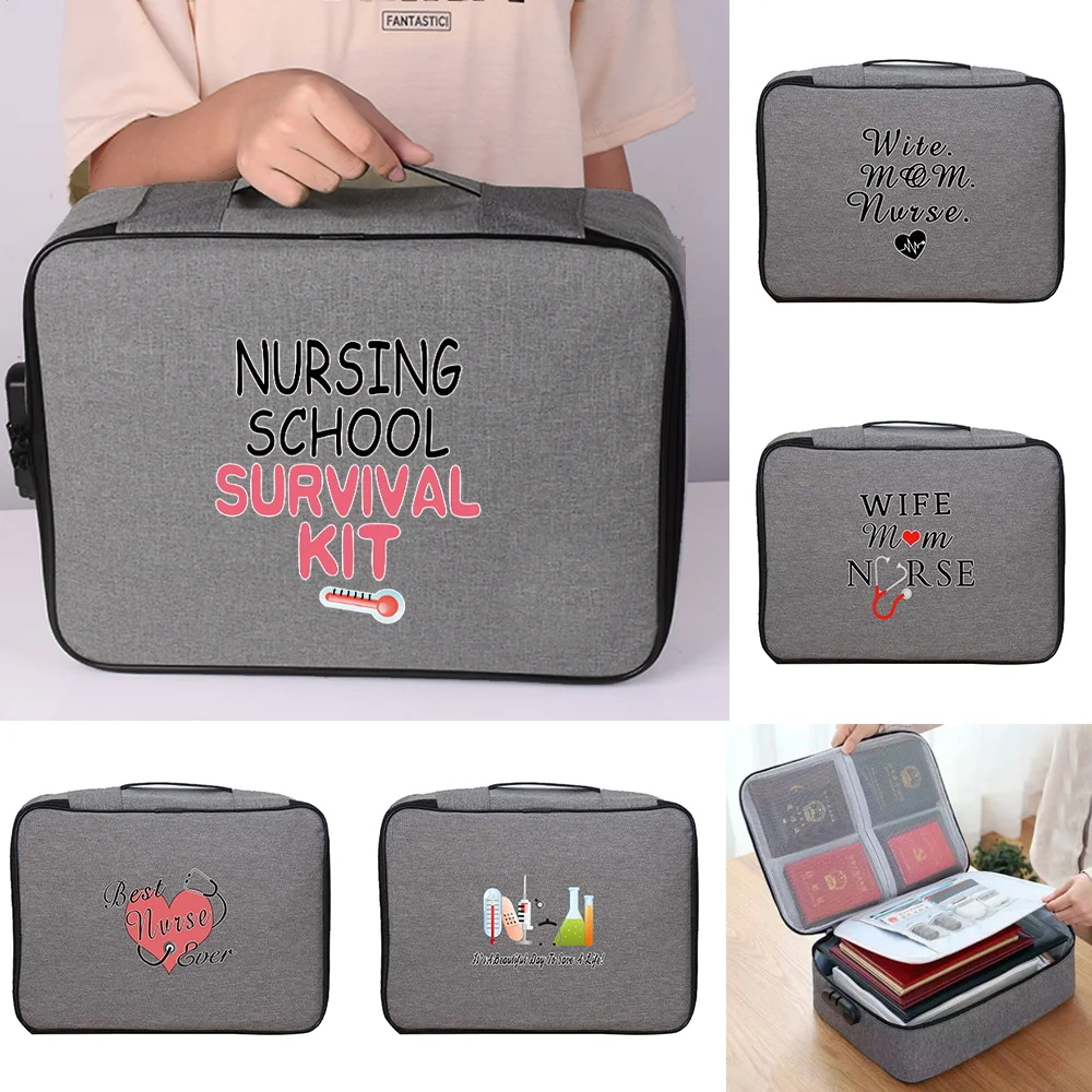 Document Bags Organizer Case Men Women's Outdoor Travel Credentials Luggage Wallet Storage Bag Nurse Print Waterproof Handbags