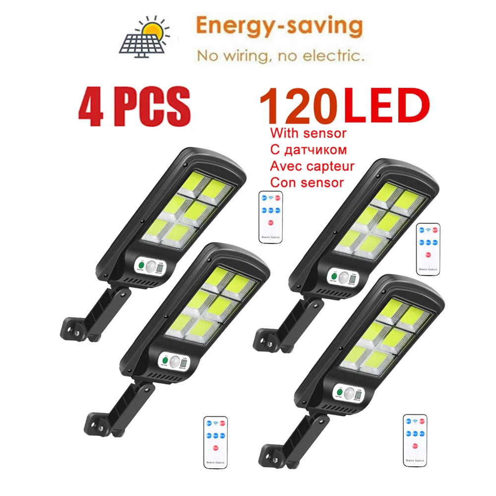 

remote 1-4pcs 48/128 Solar Light PIR Motion Sensor Waterproof Outdoors garden garage pathway Solar Power Light Street Wall Light