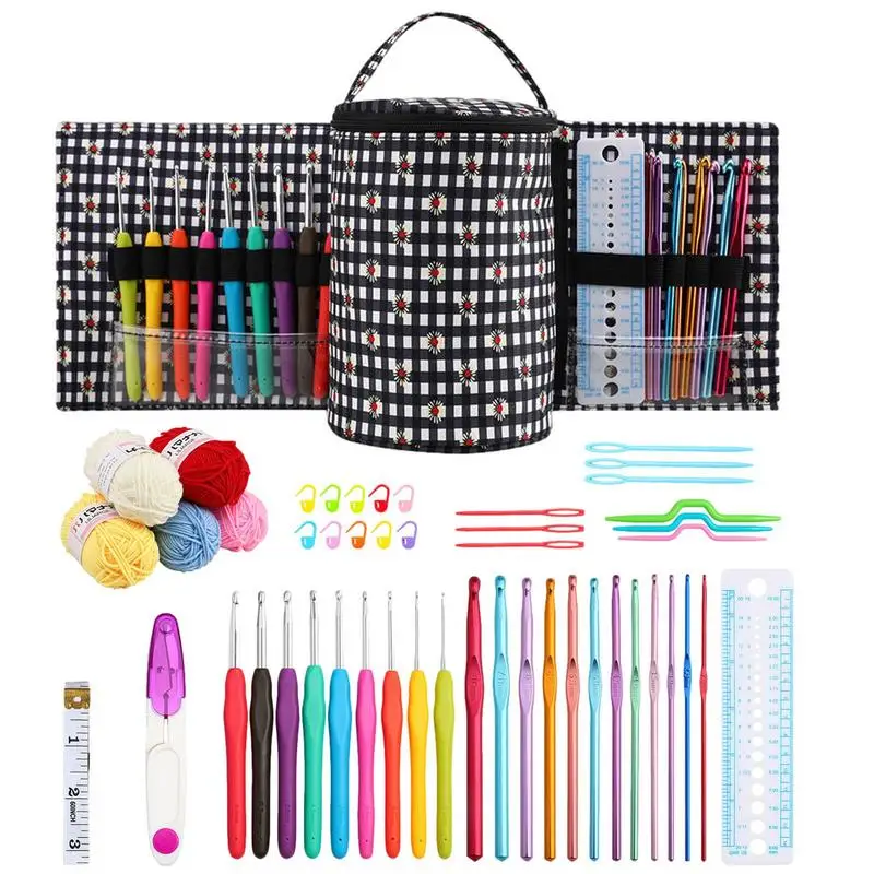

Crochet Kit Crochet Kit With Yarn Ergonomic Crochet Supplies Portable Crochet Needle DIY Yarn Weaving Tool For Beginners And
