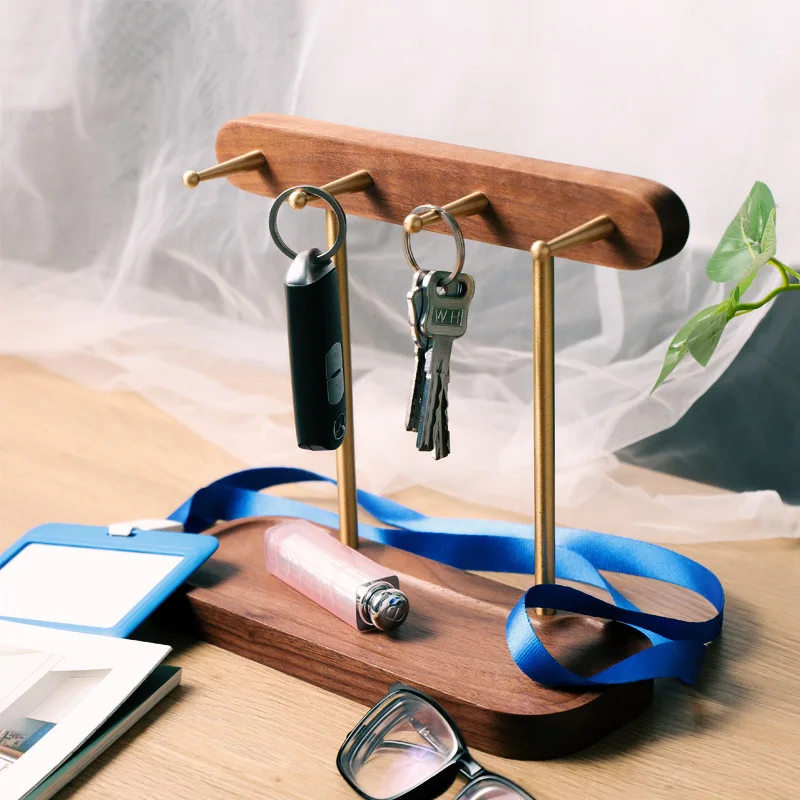 

Black walnut storage rack solid wood jewelry box entry key storage rack porch desktop storage rack