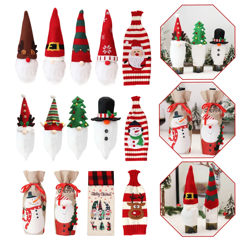 

Рождественский чехол для винной бутылки, Рождественское украшение, сумка для винной бутылки, чехол для рождества, Нового года 2023, украшение ...