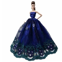 blue floral sequin wedding dresses 11 5 doll outfits for barbie clothes for barbie dress princess gown 16 bjd accessories toys