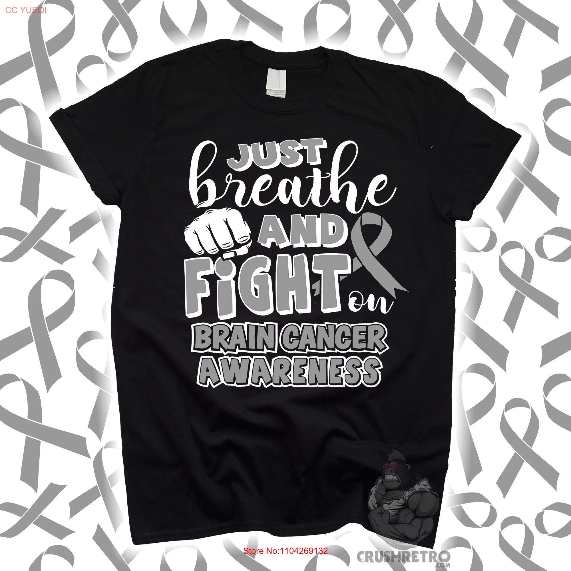 Футболка Просто дышать и борьба с раком мозга для детей SweaT Family Survivor Ribbon длинными