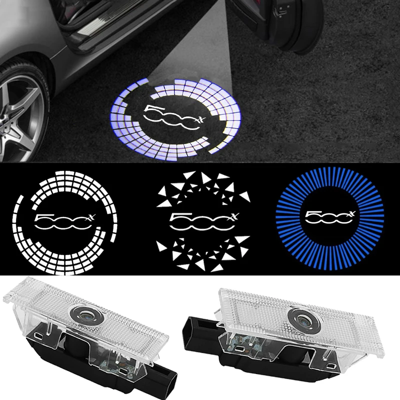 

2PCS Car Door LED Logo Decorative Lamps Laser Shadow Projector Ghost Courtesy Welcome Light for FIAT 500X Logo 2015-2019 2018