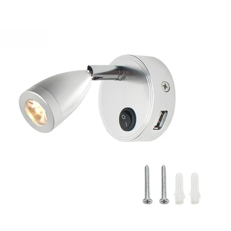 

Светильник LED 2Вт алюминиевый DC12V 24V с USB портом