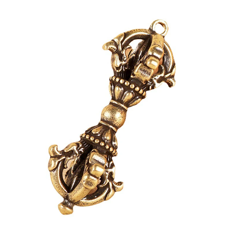 

Tibetan Handcraft Buddhist Copper Five Shares Dorje Vajra Pestle Key Ornaments 2023 New