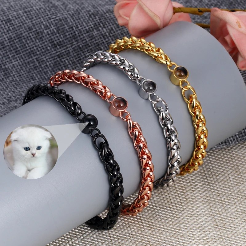 Punk Style Cuban Chain Bracelet For Men Personalized Custom Photo Projection Bracelet Women Jewelry Couple Gifts