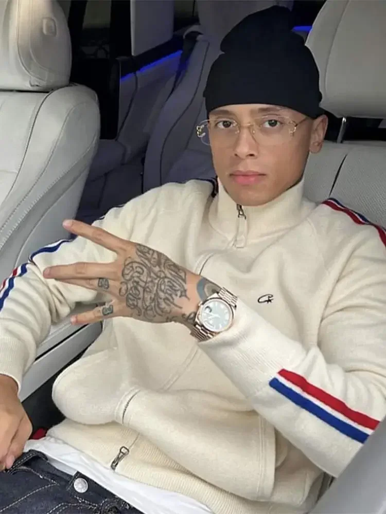 Модный мужской вязаный кардиган с Вышивкой Букв Мужская модная женская куртка