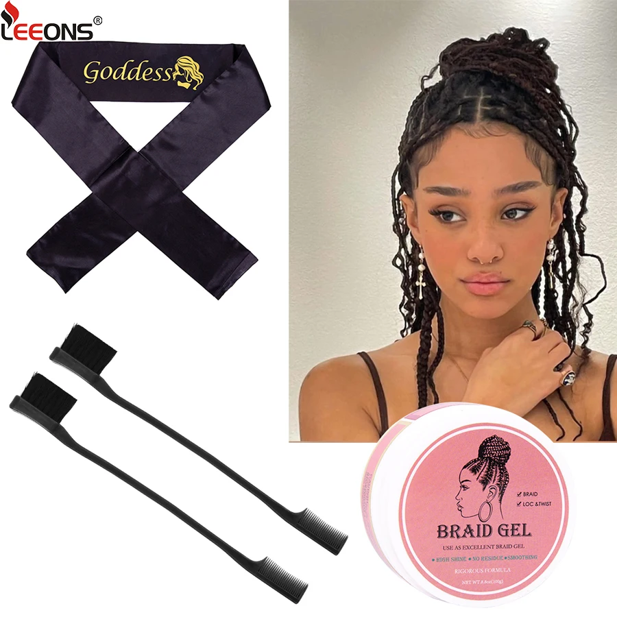 

Воск для контроля краев для женщин, сильная фиксация нежирных краев, гладкая и атласная прокладка краев, шарф и кисти для краев