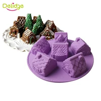1pc 3d small house silicone mold fondant chocolate mould baking cupcake tray cake decorating kitchen tools