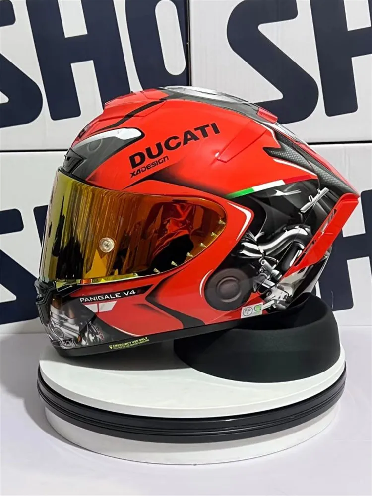 

Мотоциклетный шлем на все лицо SHOEI X14 marquez, красный и белый DUKA2, шлем для езды на мотоцикле, гоночный мотоциклетный шлем