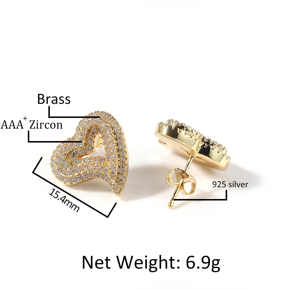 Серьги Uwin в форме сердца полностью сверкающие минималистичные серьги с болтами