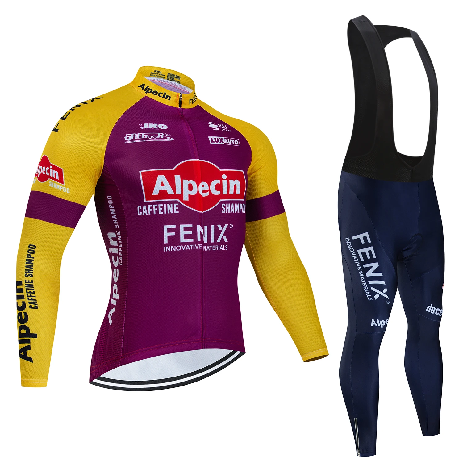 

Alpecin Fenix Men's Cycling Jersey Long Sleeve Set MTB Bike Clothing Maillot Ropa Ciclismo Hombre Bicycle Wear 19D GEL Bib Pants