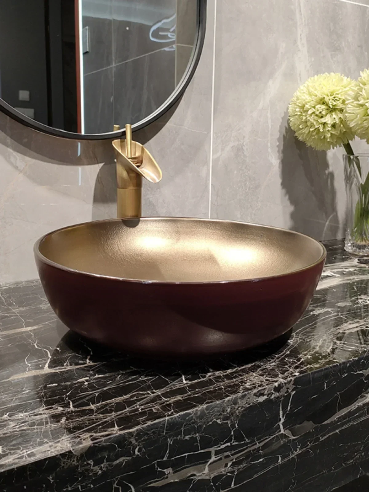 Недорогая Роскошная стильная настольная раковина металлическая глазурованная