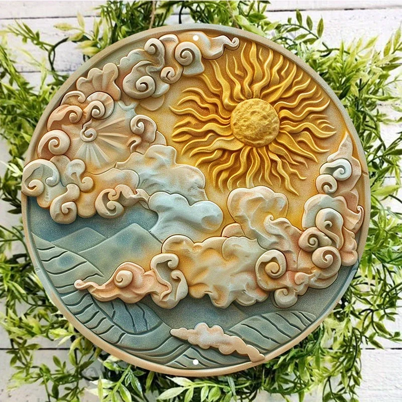 Солнце и облака алюминиевая металлическая настенная стандартная