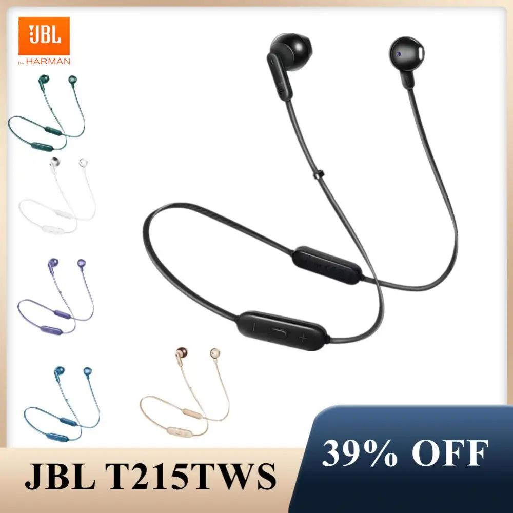 JBL Semi-in-ear Bluetooth Earphone T215TWS Wireless Deep Bass Sound Music Earbuds Neckband Headphone With Mic For Xiaomi Huawei
