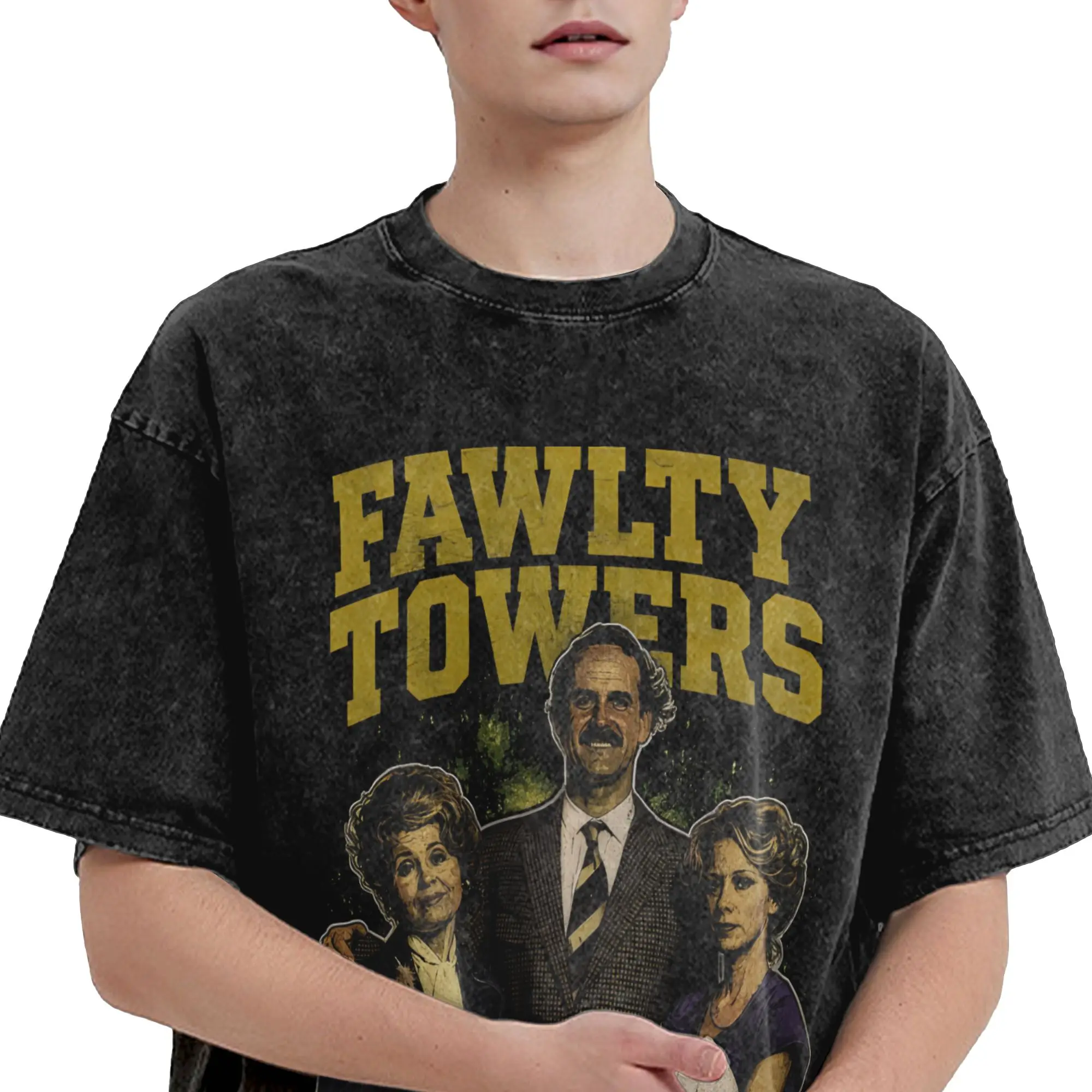 Фото Винтажная футболка Fawlty Towers с принтом для мужчин и женщин, уличная одежда в стиле хип-хоп, графические футболки с коротким рукавом №2