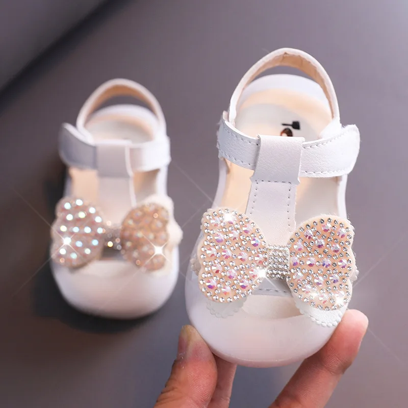 

Diamonds Baby Sandals for Girls Cherry Closed Toe Toddler Infant Kids Princess Walkers Baby Little Girls Shoes Children Sandals