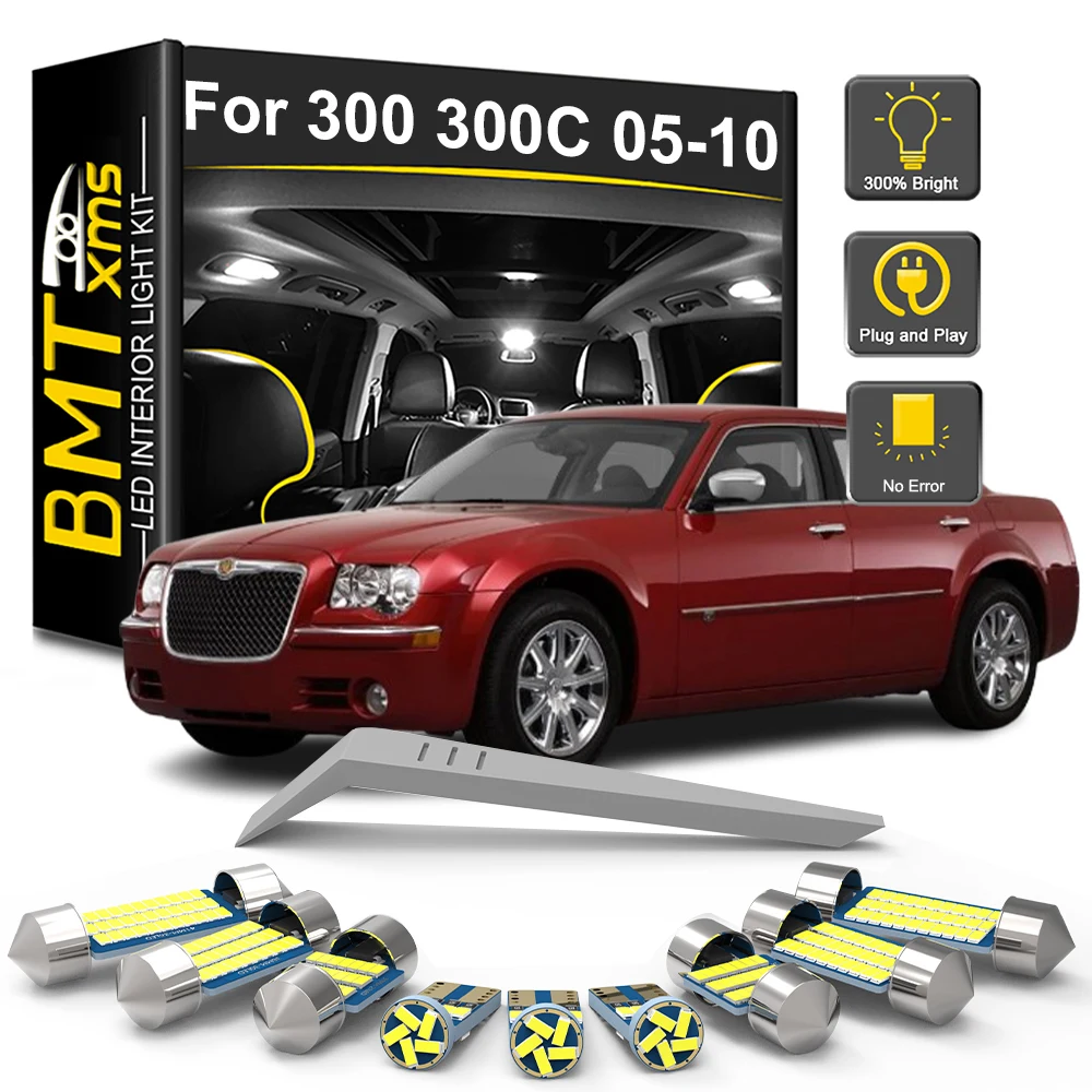 BMTxms 17 Шт. Комплект Внутреннего Освещения LED Canbus Для Chrysler 300 300C 2005-2010 Белый/теплый
