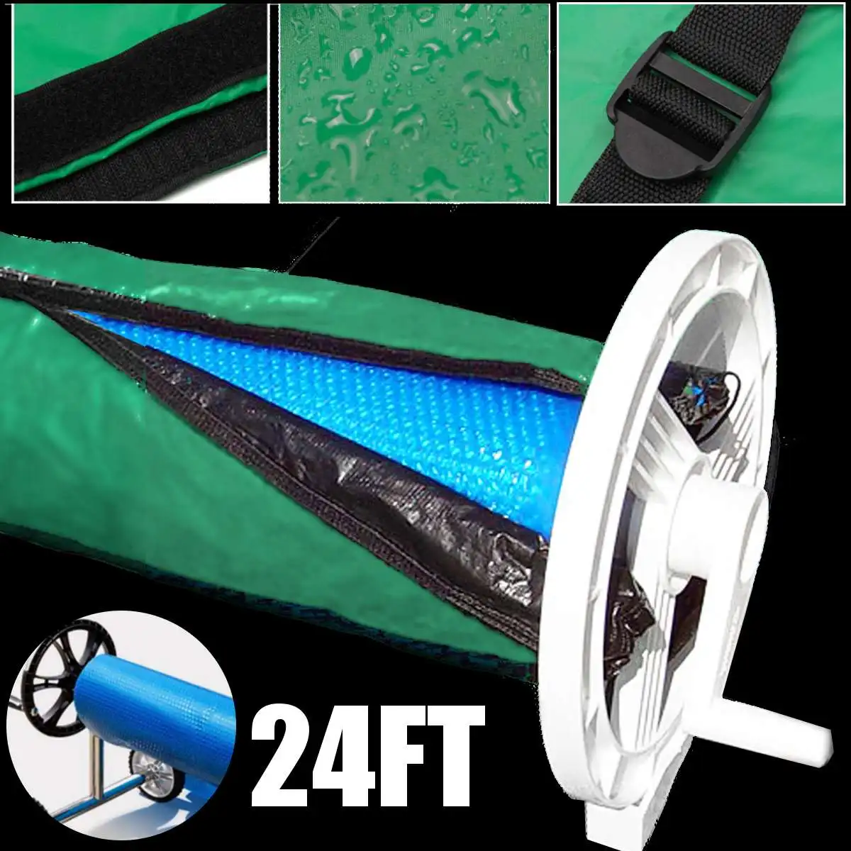 

Чехол для бассейна 4,9/7,3 м, пыленепроницаемый водонепроницаемый УФ-защитный чехол для бассейна с солнечной роликовой катушкой