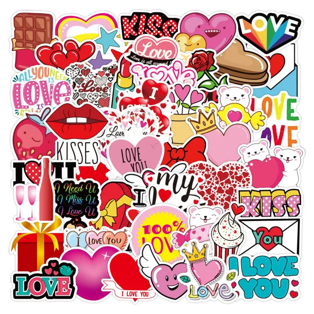 

50Pcs Decorative Sticker Useful Personalized Waterproof for Notebook Couple Sticker Graffiti Sticker