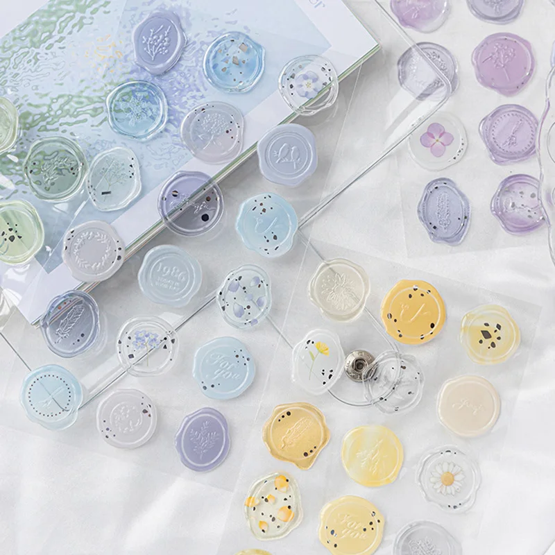 

18 Pieces /Pack Waterproof Stamp Fire Paint Seal Stickers Retro Hand Account DIY Art Stickers