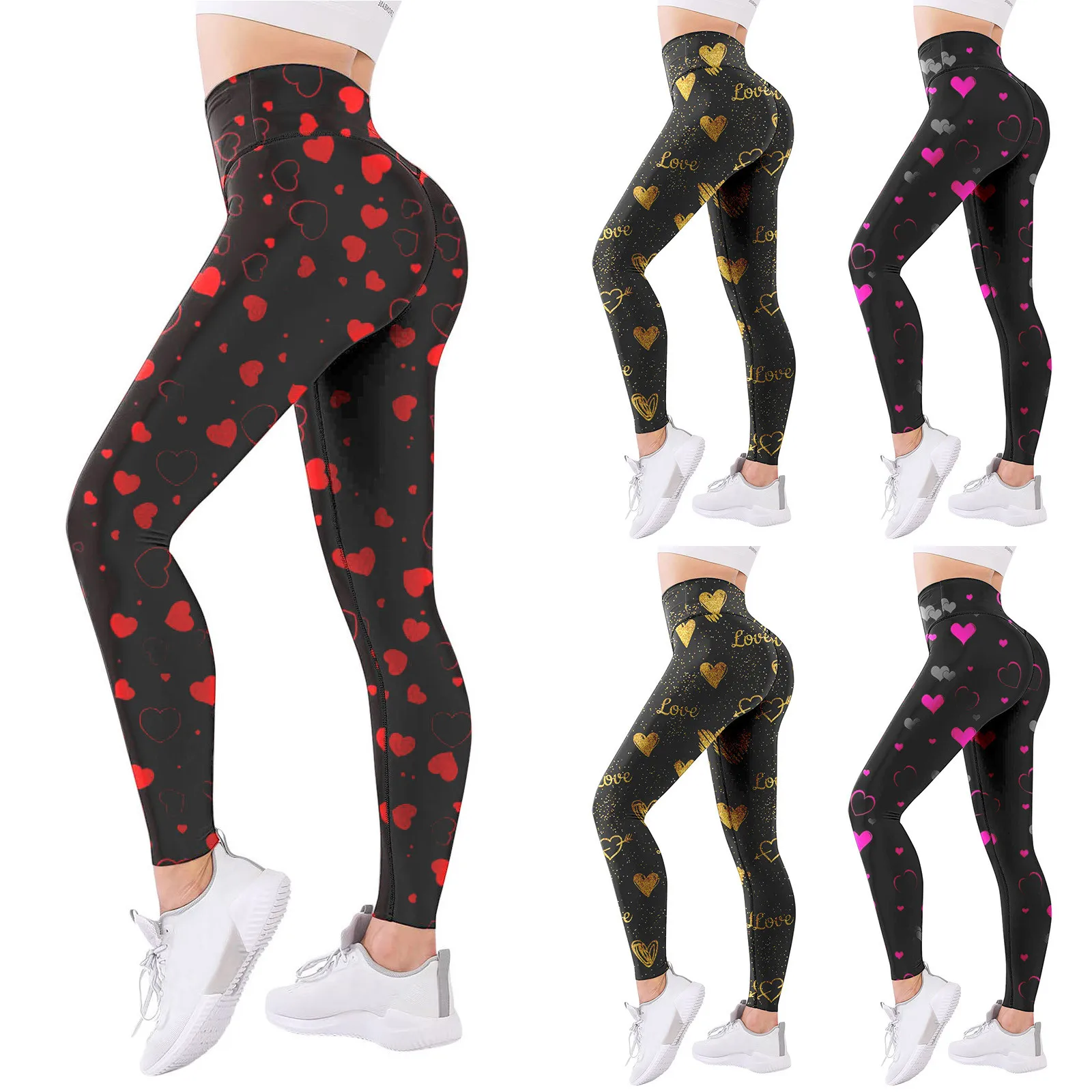 

Women's Lovely Print Strench Running Casual Pants Tummy Control Workout Leggings High Waist Athletic Quick Dry Yoga Pants