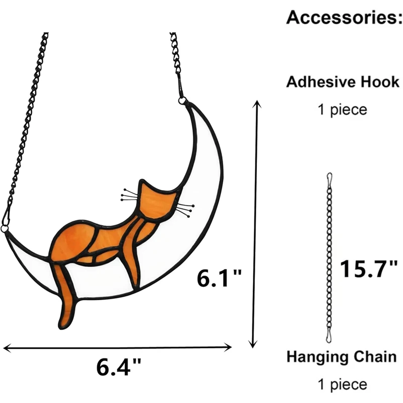 Оранжевый кот Декор Подарки Мемориал кошки Витражи Завески для окон Спящий Ловец