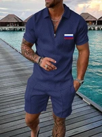 summer tracksuit mens vintage outfits set 3d print russian flag t shirtshorts fashion sports jogging suit oversized clothing