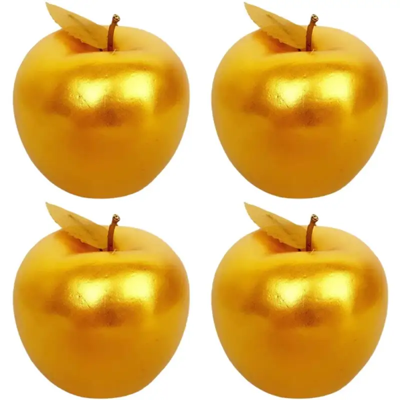 

4pcs Simulated Adornment Foam Apples Model Ornament Apples Model Decor Simulated Golden Photography Props Party Decoration